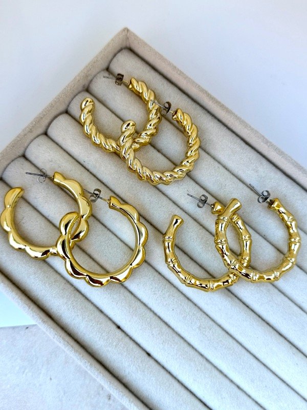 Producto - Aros chunky varios modelos-dorados