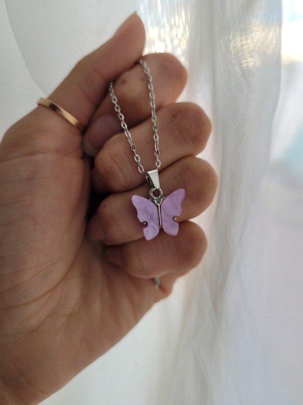 Producto - Gargantilla mariposa nácar lila AQ