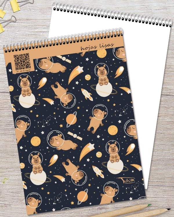 Producto - Anotador A4 LISO 60h dis. capibara en el espacio