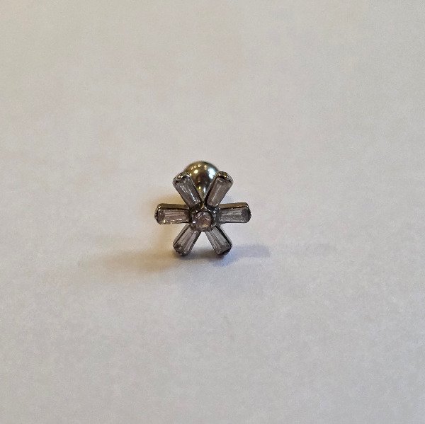 Producto - Barbell flor 6 pétalos strass