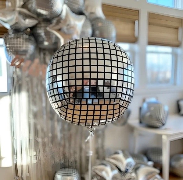 Producto - GLOBO METALIZADO MINI BOLA/ESFERA 4D BOLICHE PLATA 10 PULG