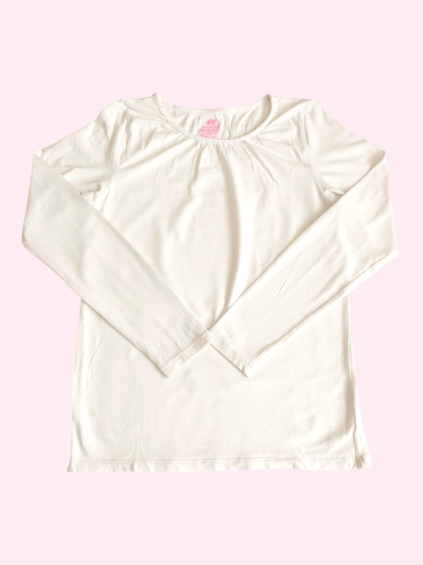 Producto - Remera manga larga blanca con frunce HYM 8/10 años