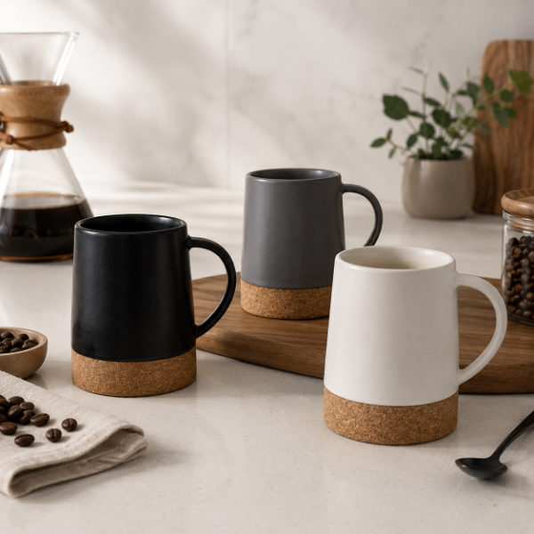 Producto - Taza de porcelana base corcho