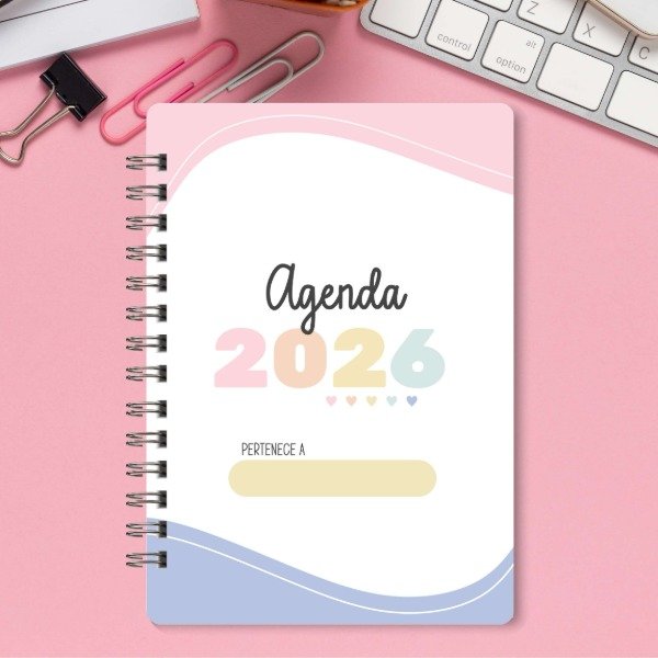 Producto - Agenda 2026 Imprimible Pdf Semanal Con Horario - Pastel Color