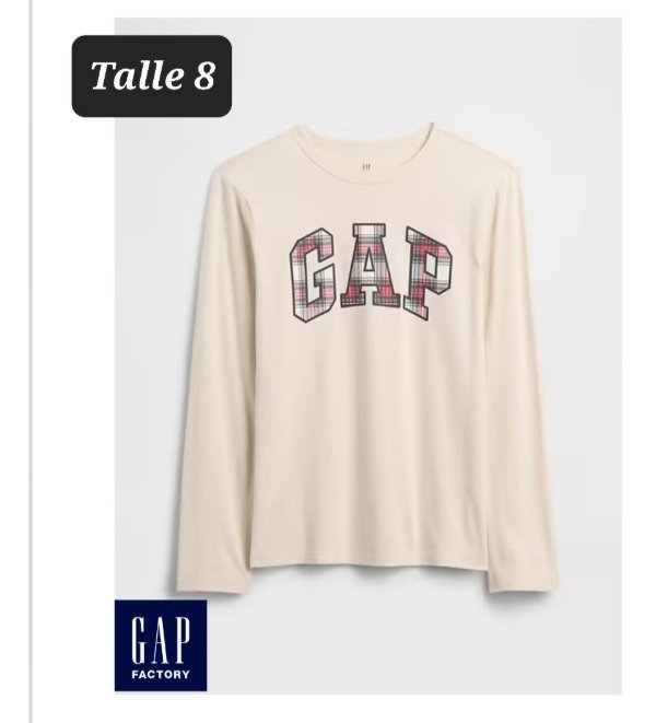 Remera manga larga Gap talle 8 manteca