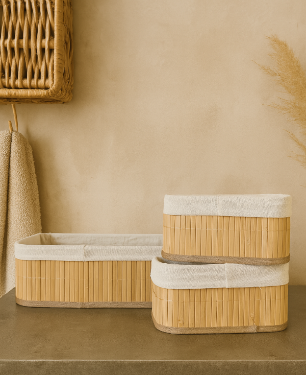 Producto - Canasto bamboo M Set x3
