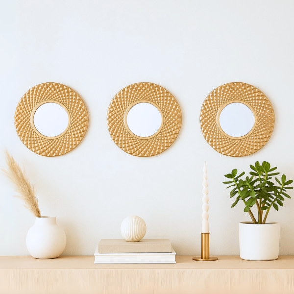 Producto - Set de 3 espejos Dorados