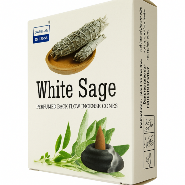 Producto - Conos Para Cascada Darshan Premium - 10 Unidades - Salvia Blanca