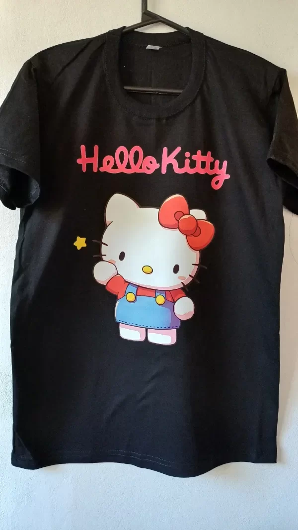 Producto - Remera Algodón Hello Kitty Estrella Negra y Blanca