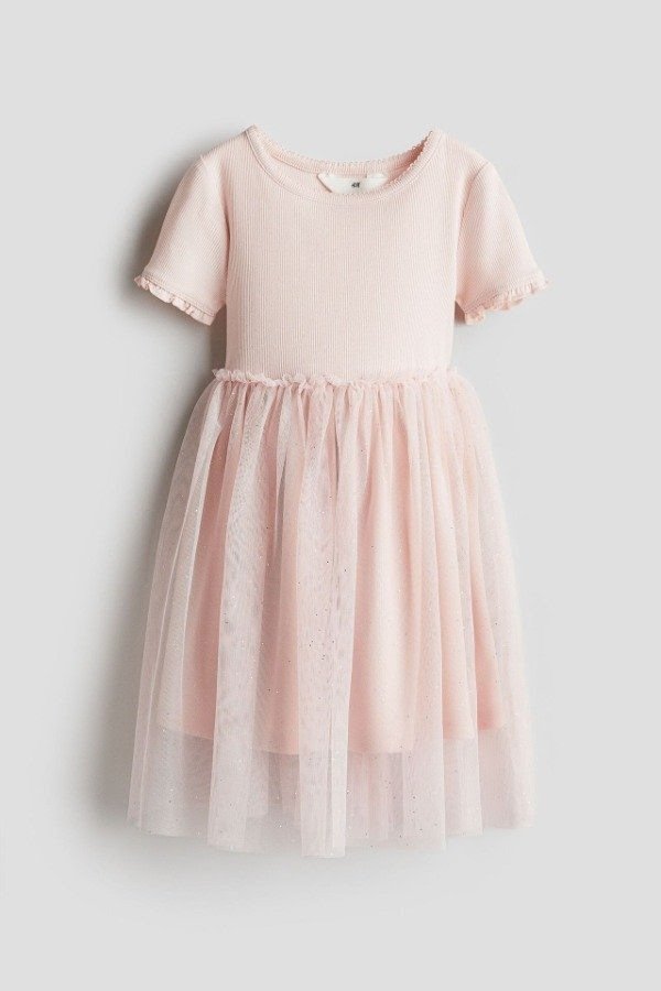 Producto - HyM. Vestido con pollera de tul con glitter rosa