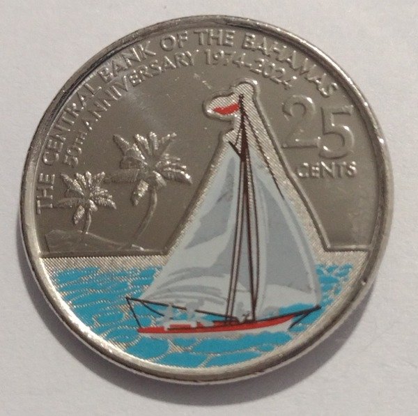 Producto - Bahamas 25 cents 2024 (color) 50 aniversario Banco Central - 2