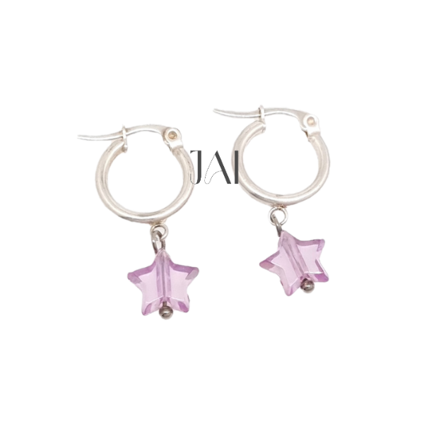 Producto - Argollas con estrella lila