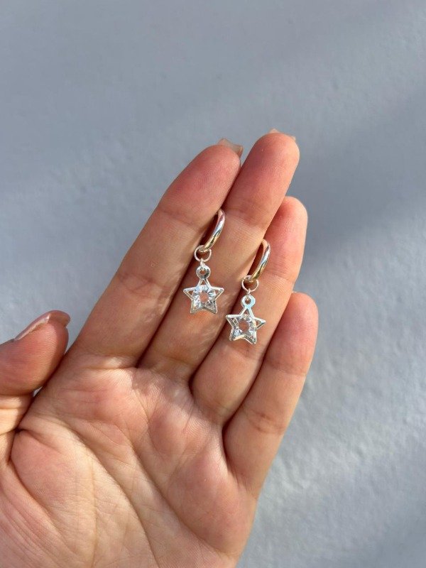 Producto - Aros argollitas ESTRELLA CON PIEDRA