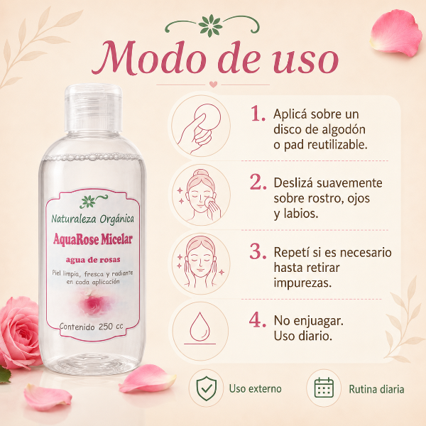 Producto - Agua Micelar AquaRose - Limpieza Profunda y Natural para tu Piel - 3