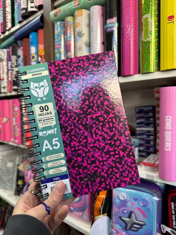 Producto - Cuaderno A5 Pixel Rosa Rayado