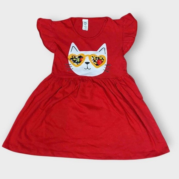 Producto - Vestido beba Gatito lentes rojo T4 T6