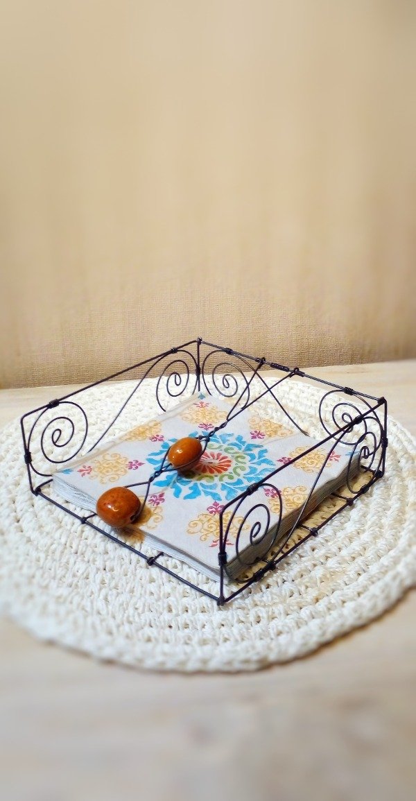 Producto - Servilletero plano con cerámica naranja