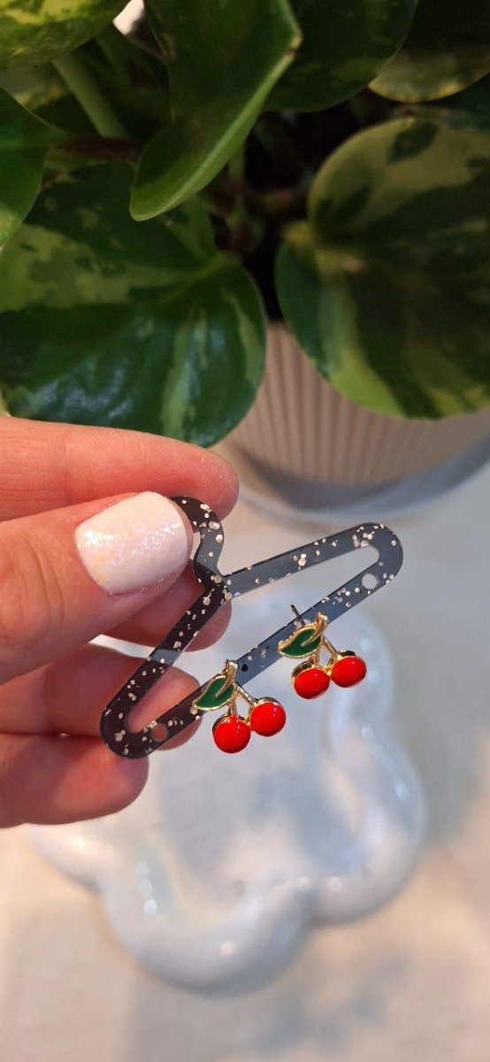 Producto - Aros Pasantes Cerezas Esmaltadas