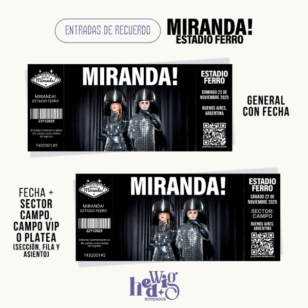Producto - Entradas de recuerdo 14x6 - MIRANDA! Ferro (Diseño 2)