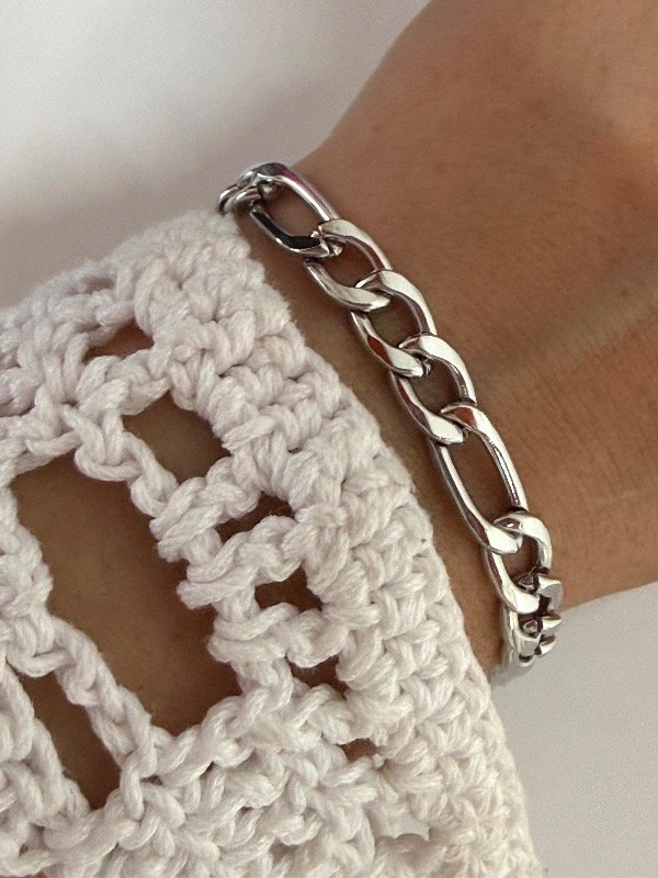 Producto - P711 Pulsera plana eslabón 3x1 largo 20 cm acero quirúrgico