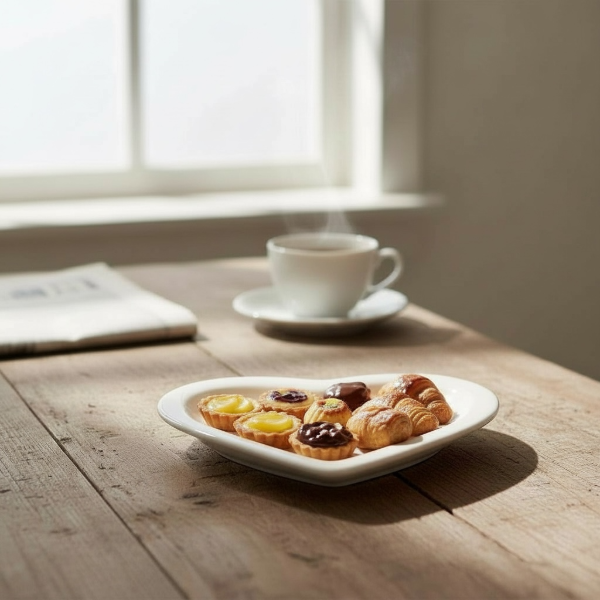 Producto - PLATO FORMA DE CORAZON DE CERAMICA 23 X 22CM