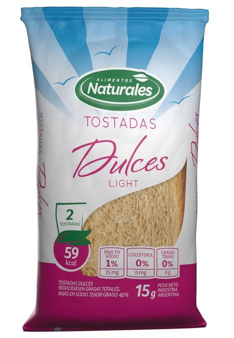 Producto - Tostadas Dulces Light 15g. Alimentos Naturales. Caja x 108 u.