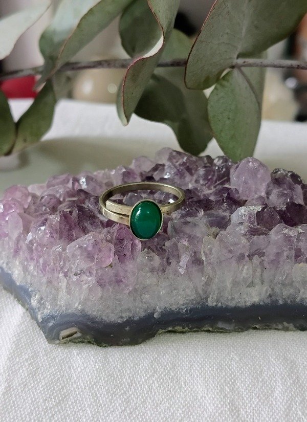 Producto - Anillo regulable de Ágata verde. Piedra asociada al