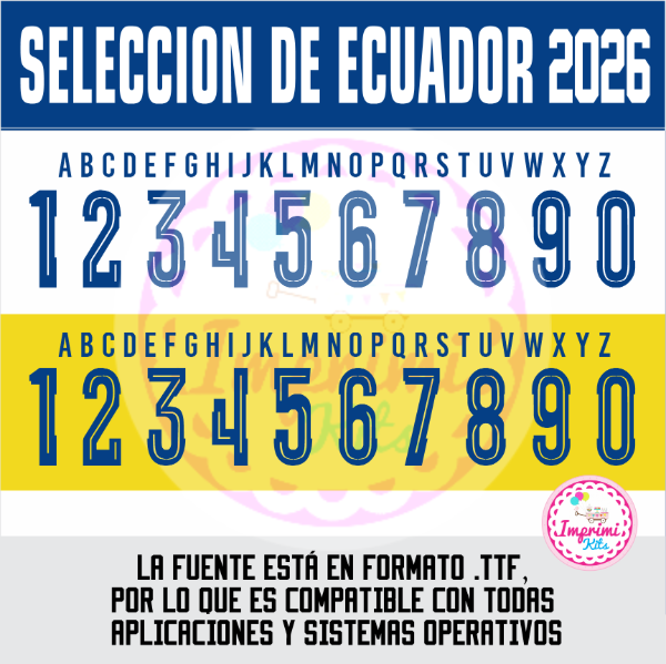 Producto - Tipografia Ecuador 2026 Camisetas Mundial 2026 Ttf Dorsal Números