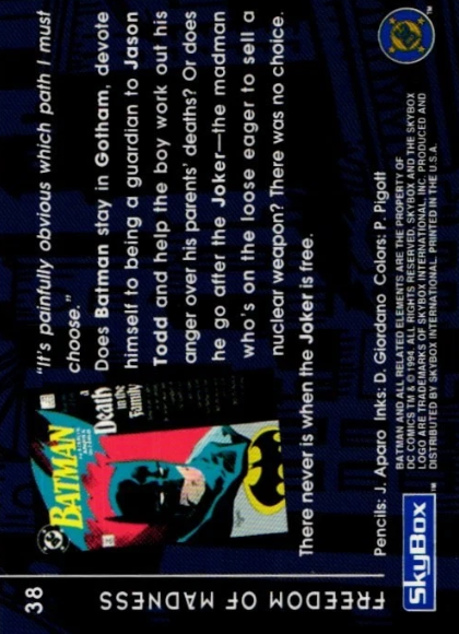 Producto - 1994 SkyBox Batman #38 - A Death In the Family, Freedom of Madness - 1