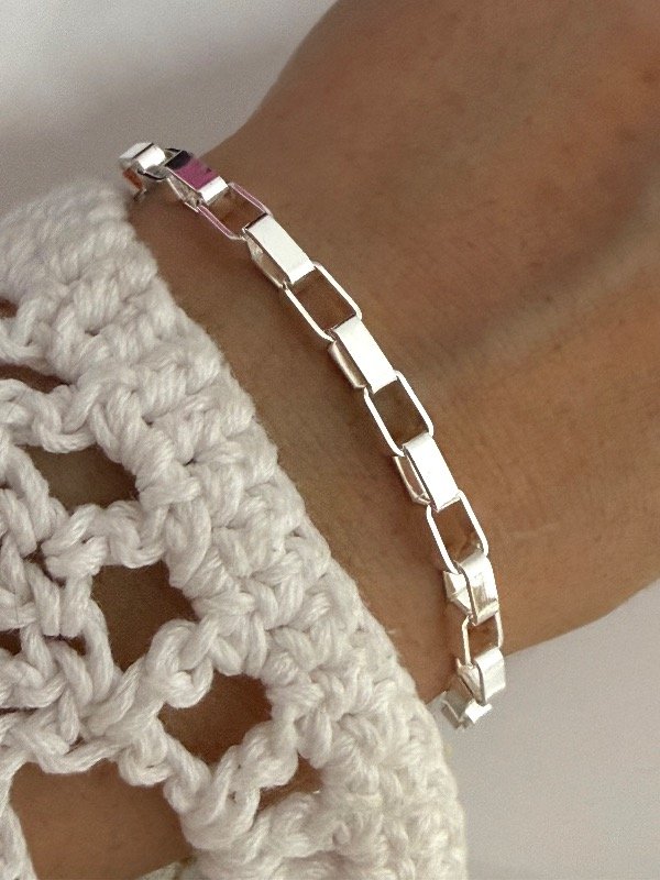 Producto - PB1210 Pulsera ret grosor 4.0 largo 20 cm acero blanco
