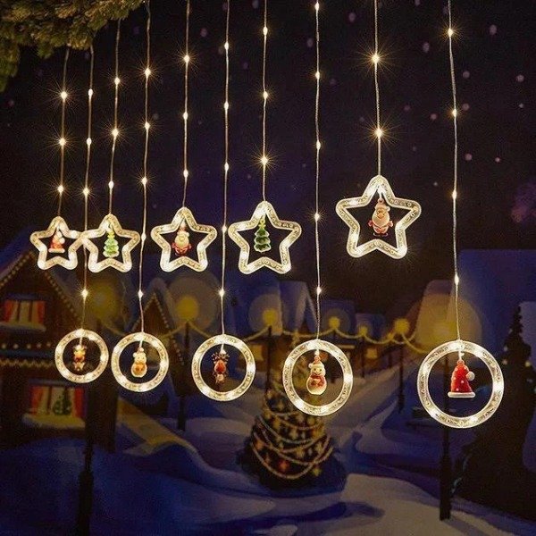 Producto - LUZ LED CORTINA DE ESTRELLA Y ARO