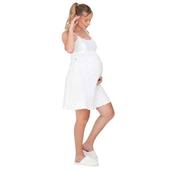 Producto - Camisón lactancia con lazo. PURO ALGODÓN. Gris/Negro/Blanco