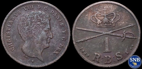 Producto - Reino de Dinamarca - 1 Rigsbankskilling (1842) KM #726.1 [VF-]