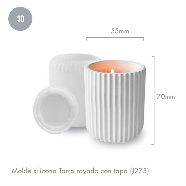 Producto - Molde Silicona Tarro rayado c/tapa (J273)