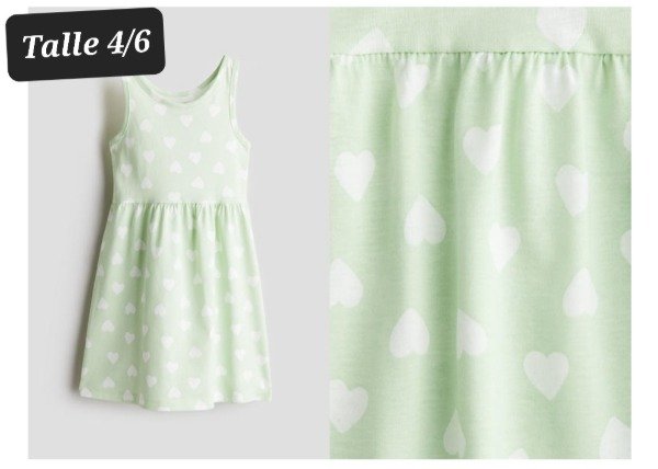 Producto - Vestido HyM talle 4/6 verde aqua corazones