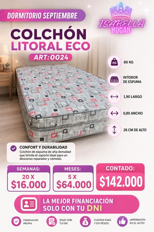 Producto - COLCHON LITORAL ECO 1 PLAZA