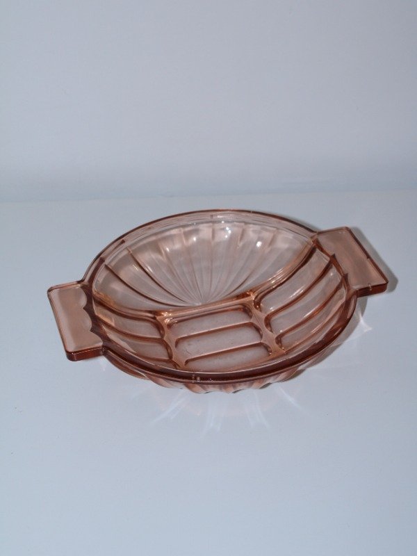 Producto - Centro de mesa o ensaladera Caracol de vidrio rosa