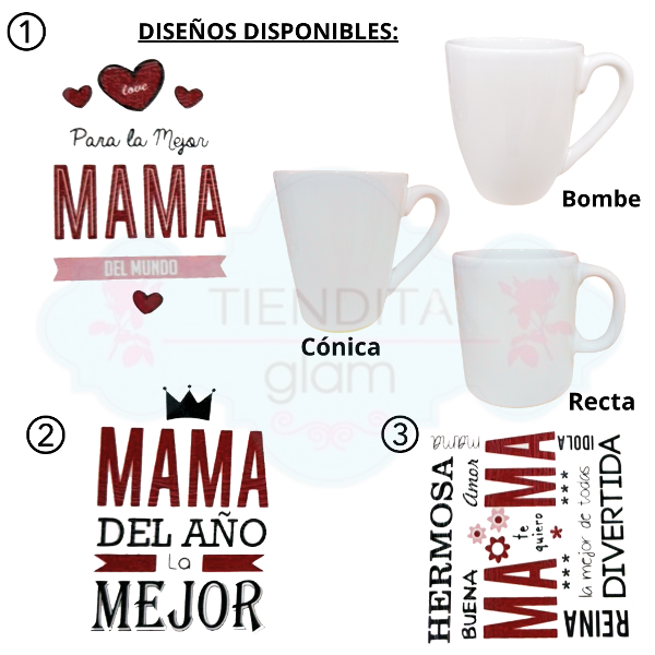 Producto - TAZAS DECO BLANCAS DISEÑO FRASES MAMÁ - 0