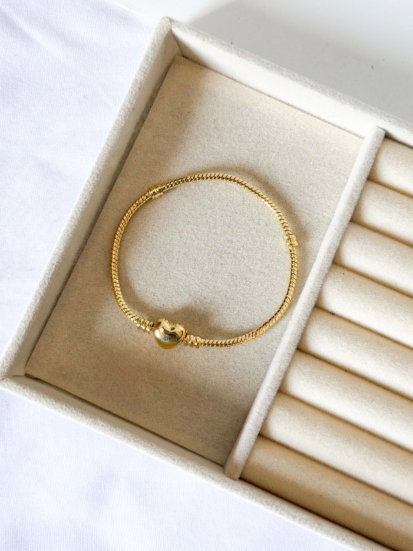Producto - Pulsera corazón estilo Pandora-acero dorado