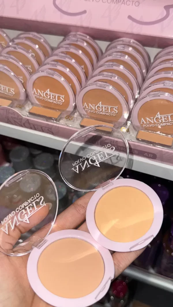 Producto - Polvo Compacto 4 Angels - Acabado Mate Terciopelo y Larga Duración