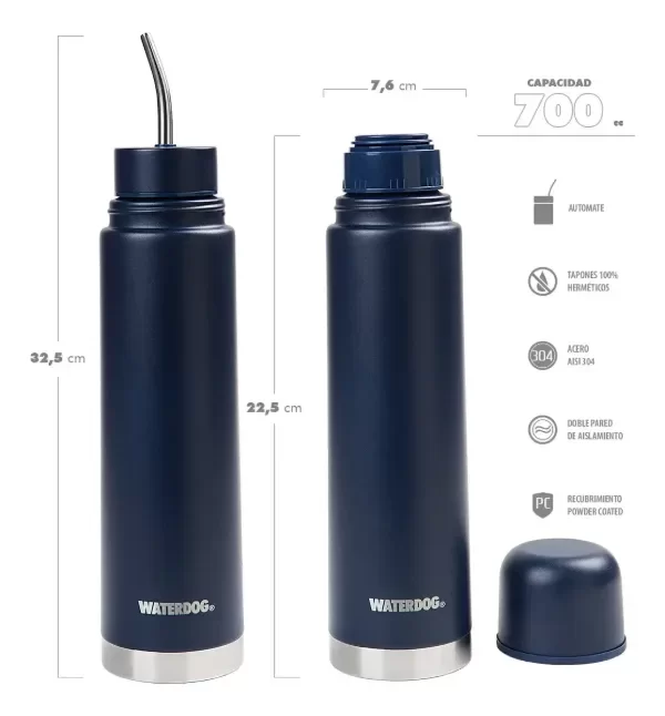 Producto - Termo Mate Yunta Waterdog 700ml Doble Función Caja De Regalo