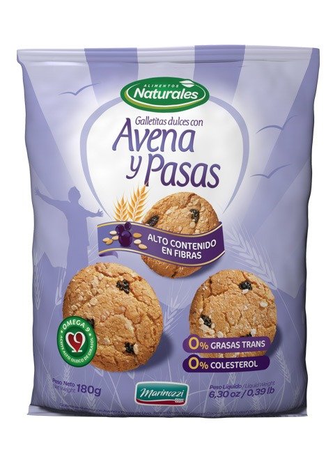Producto - Galletitas Avena y Pasas 180g. Caja x 12 u.
