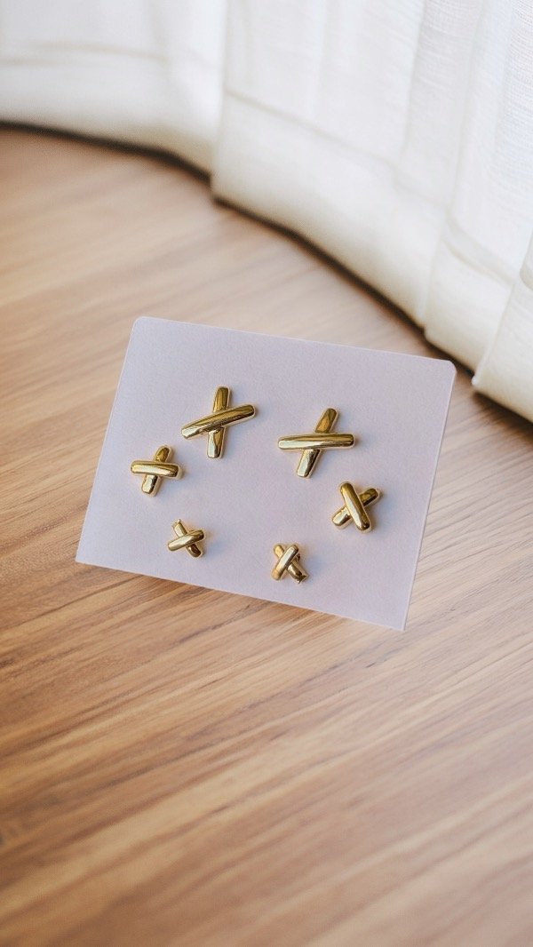 Producto - Aritos pack x3 ACERO DORADO AA213