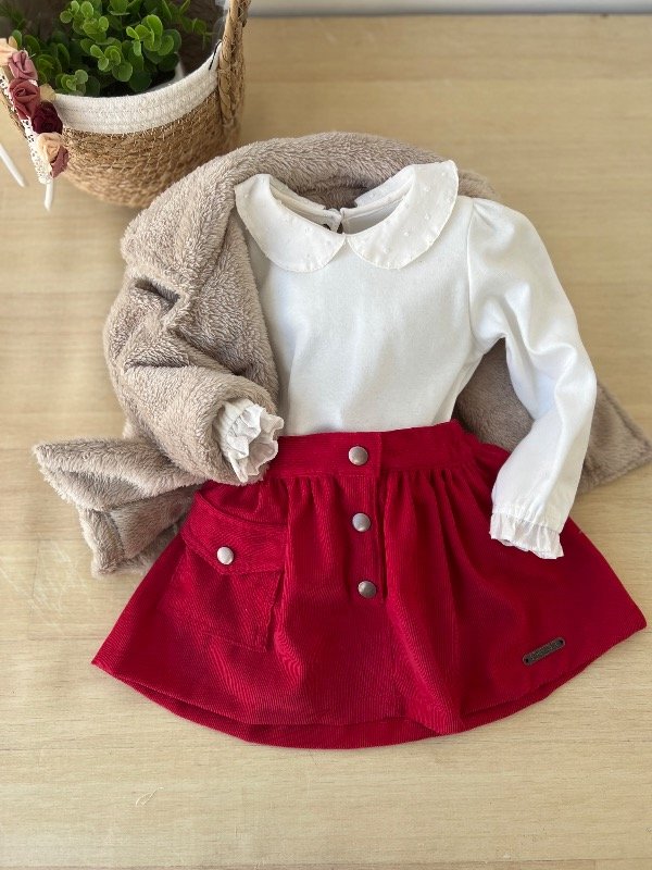 Producto - Pollera Corderina con Elástico y Broche más bolsillo