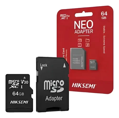 Producto - Memoria Micro SD 64GB HIKSEMI NEO ADAPTER 92MB/s c/adaptador SD