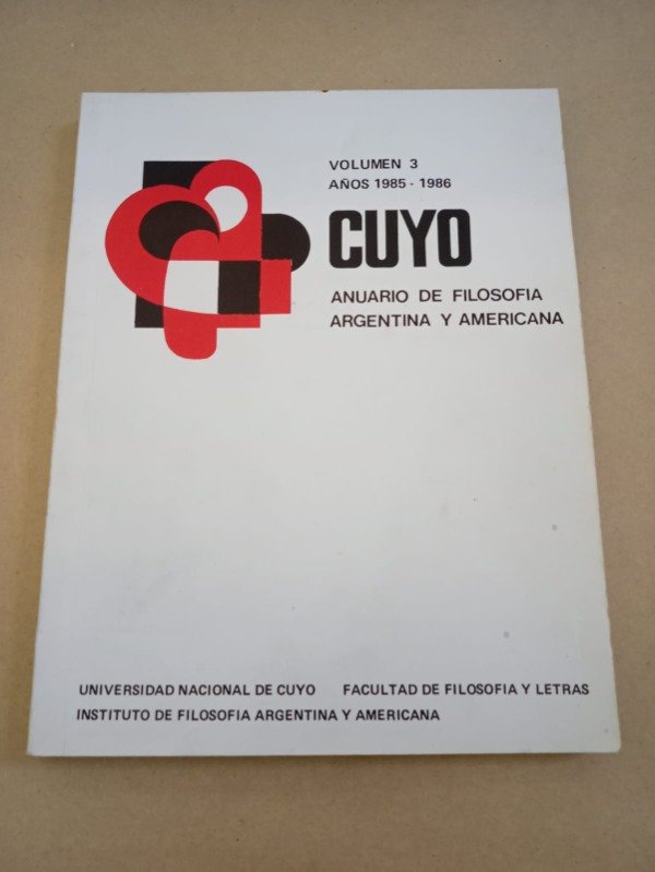 Producto - Cuyo #3 Anuario de Filosofía Argentina y Americana - AA. VV. - UNCuyo 1986