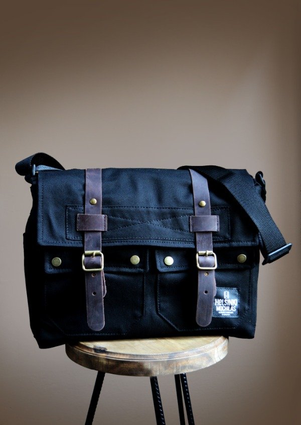 Producto - Morral Negro con Cueros marrón - 0