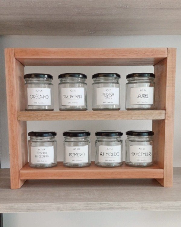 Producto - Especiero de Madera con Frascos