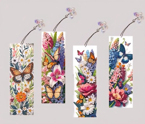 Producto - DIAMOND PAINTING KIT SEÑALADORES MARIPOSAS Y FLORES X4