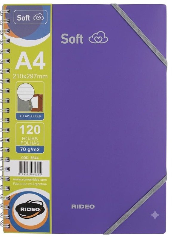 Producto - Cuaderno A4 - 120 Hojas Rayadas - Rideo Violeta